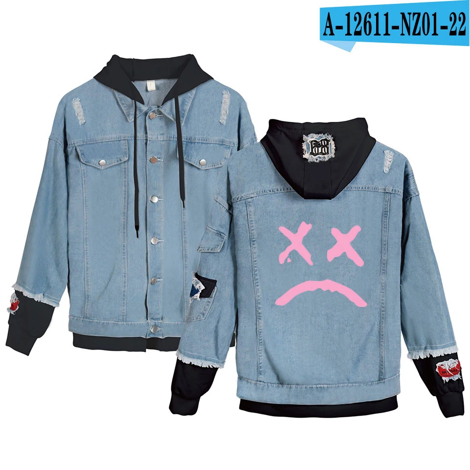 Lil Peep Cry Baby Denim Jacket Xxxtentacion hip pop singer Revenge Hooded Denim Jacket Fit Men/Women Hoodies Autumn sweatshirt