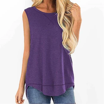 

Women Tank Top Solid Sleeveless Tees Casual O-neck Top For Women Summer 2020 Tank Tops Female Soft Tee Loose tshirt