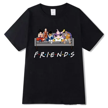 

Dragon Ball z Friends Goku Vegeta Buu Printed Round Neck T-Shirts Cozy Short Sleeve Tops