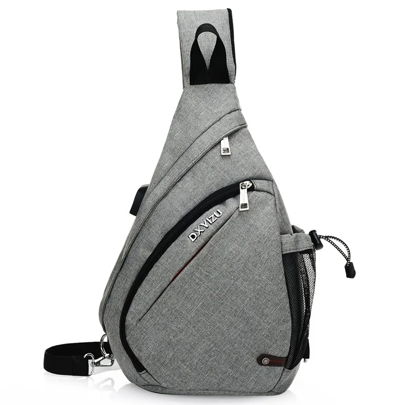 

MEN'S Single-shoulder Bag USB Chest Pack Large Size Korean-style Multi-functional Large Capacity Shoulder Outdoor Shoulder Bag W