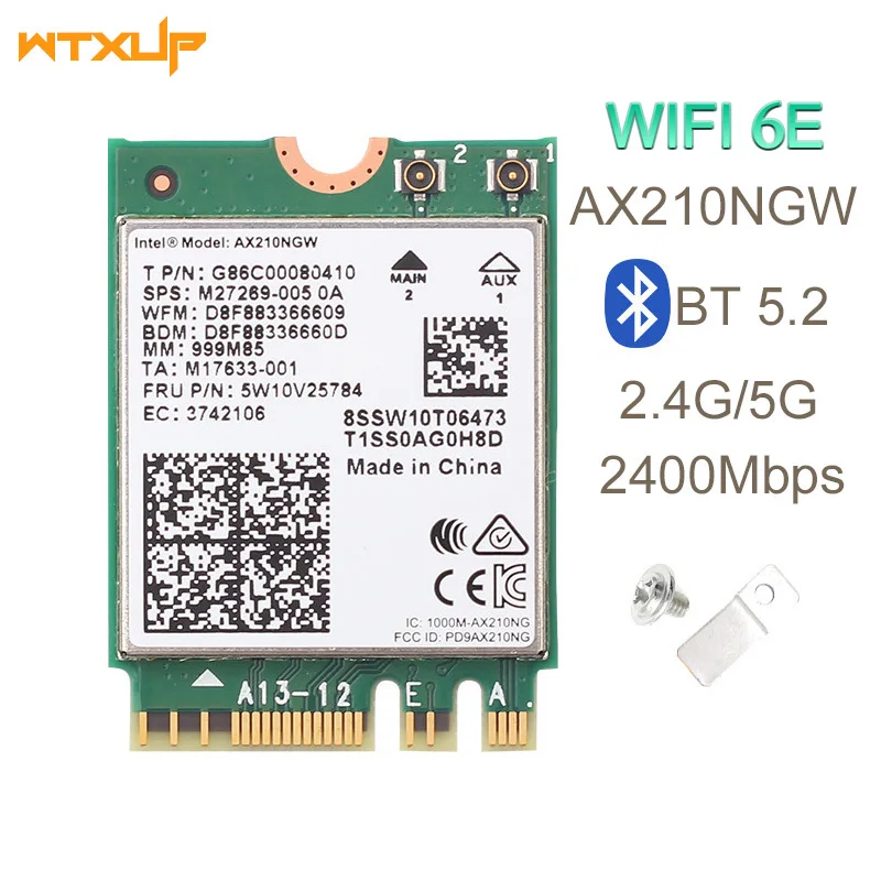 Трехдиапазонная беспроводная карта AX210 AX210NGW NGFF 5374 Мбит/с 802.11AX, беспроводная Wi-Fi 6 AX200 AC9260 8265 8260 7260 M.2