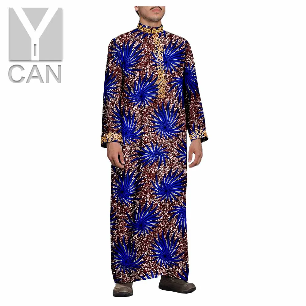 

Y-CAN Men Print Outfits Dashiki Long Coats Comfortble Ankara Outwear Long Sleeve Agbada Lace Robe Plus Size Casual Wear Y201052