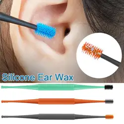 1pcs Soft Silicone Double Head Micro-bristle Reusable Ear Cleaner Double Rotating Ear Pick Ear Wax Curette Remover 360 Degree