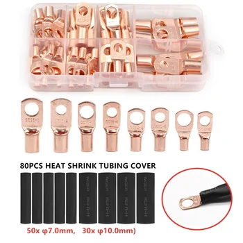 

60 PCS Assortment Electrical Wire End Bare Copper Lug Cable Butt Connector Crimp Terminals Kit SC