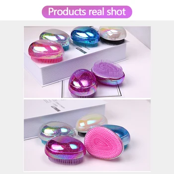 

5 Colors Hairdressing Comb Egg-shaped Hair Care Anti-knot Frizz Hair Comb To Promote Blood Circulation Elastic Massage Comb