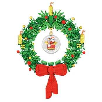 

1set Christmas Wreath with Big Red Bow DIY Blocks Toys for Children Christmas Pendant & Drop Ornaments TB Sale