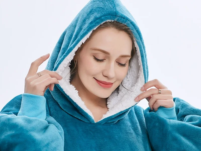 Зимнее плотное удобное одеяло, толстовка, однотонное теплое одеяло с капюшоном для взрослых и детей, флисовое утяжеленное одеяло с капюшоном, s с рукавами