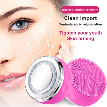 

Waterproof Sonic Vibration Deep Face Cleansing Machine Colored Light Skin Rejuvenation Pore Cleaner Massager Electric Wash Brush