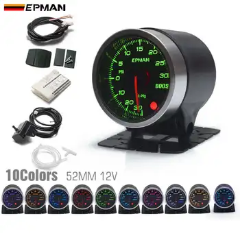 

EPMAN Pointer 2" 52mm Car Smoke PSI Turbo Boost Gauge Meter +Sensor+Mount Bracket Cup Holder 7Color +3Color Blacklights EPXX708