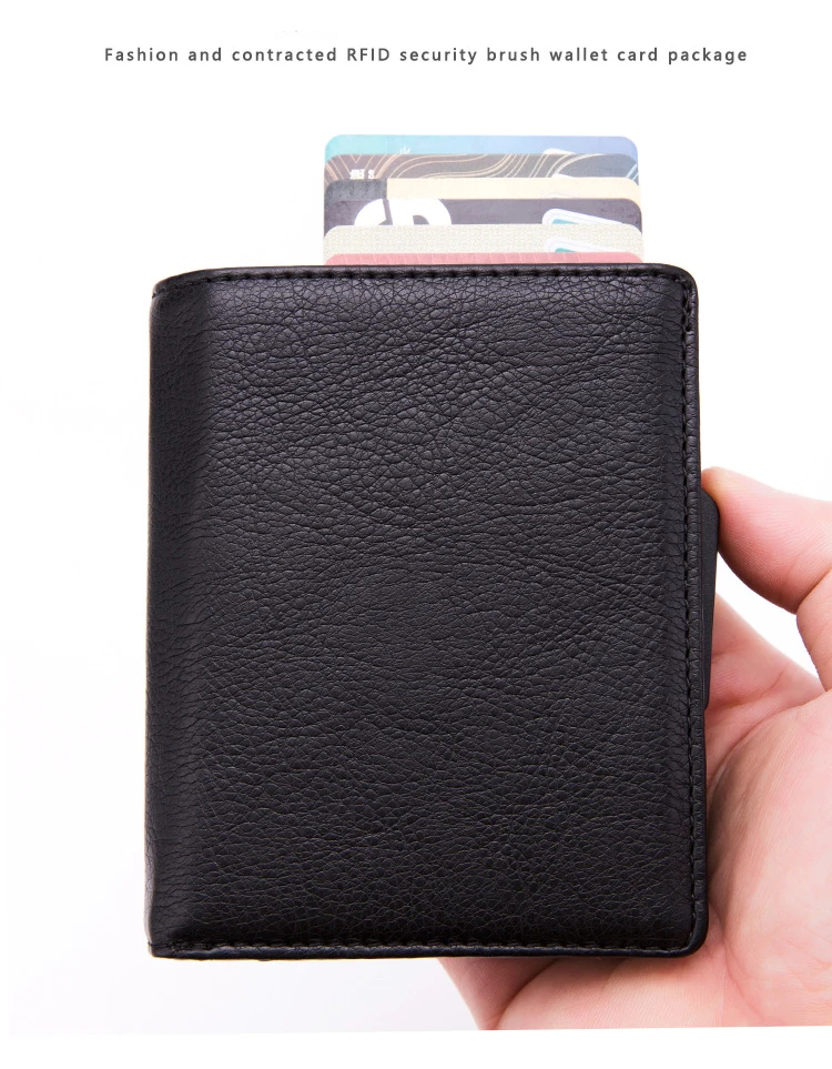 Из искусственной кожи RFID модный кошелек алюминиевая коробка Высокое качество Многофункциональный чехол для визиток всплывающий зажим кредитный держатель для карт