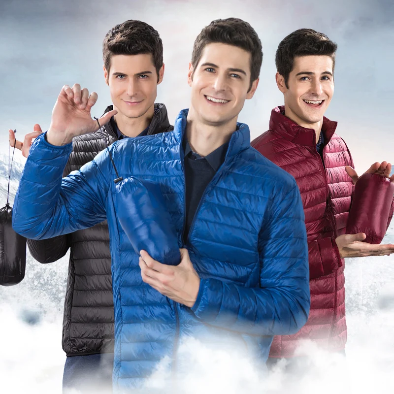 

2019 Autumn Winter puffer Duck Down Jacket Ultra light Men 90% Coat Waterproof Down Parkas Fashion mens collar Outerwear coat