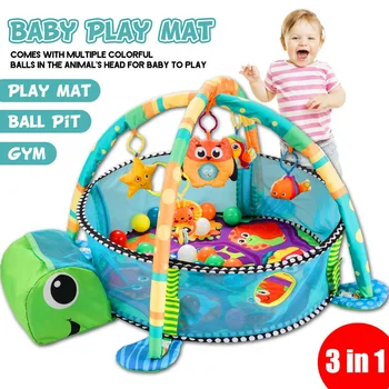 

3 In 1 Baby's Play Mat Round Cartoon Turtle Crawling Blanket Infant Game Pad Play Rug Kids Activity Mat Gym Folding Infant