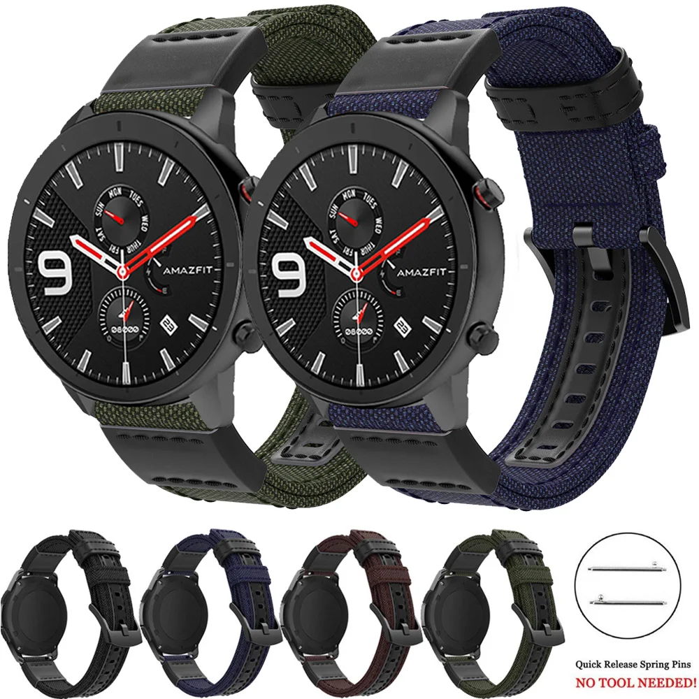20 22 мм нейлоновый кожаный ремешок для часов Xiaom Huami Amazfit Bip Lite Pace Stratos 2 2S GTR 47 умные