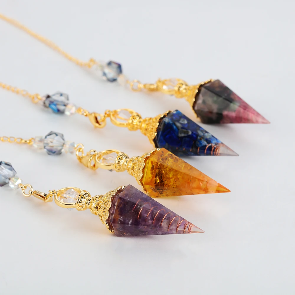 Маятниковая Подвеска из натурального камня рейки шестиугольная пирамида