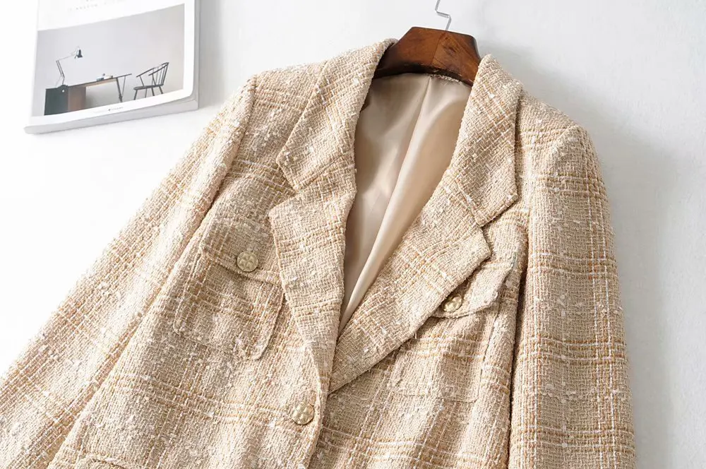 

F2785-Western Style WOMEN'S Dress 2019 Spring And Autumn New Style Graceful Two-Button Tweed Coat Women's