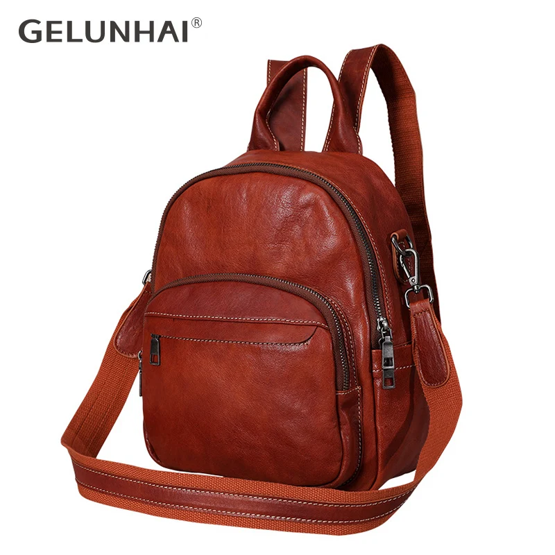 

Women High Quality Vintage Genuine Leather Backpack Multifunction Backpack For Female Big Backpack Shoulder Bookbags Travel Bag