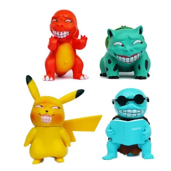 

4Pcs/lot Anime Car Ornament Mini Pokémon Pikachu Model Funny Figure Doll Car Interior Auto Decoration Gift