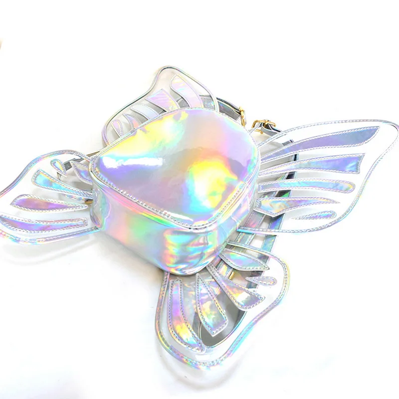 

Fashion Butterfly Angel Wings Daypack Bags for Girls Cute Gift Bags Womens Holographic Backpacks School Bags 2019 New