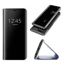 Прозрачный зеркальный флип-P Smart чехол для Huawei P8 P9 P10 P20 P30 Lite Коврики 10 20 x lite pro Honor 10 9 8X 7C Y6 Y7 Y9 чехол