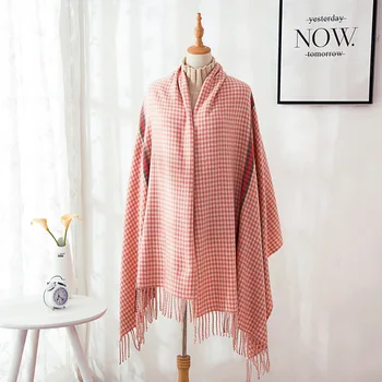 

Splicing Lattices Fashion All-Match scarf women Soft brushed wraps Russian Retro Style double side dual-purpose designer scarf