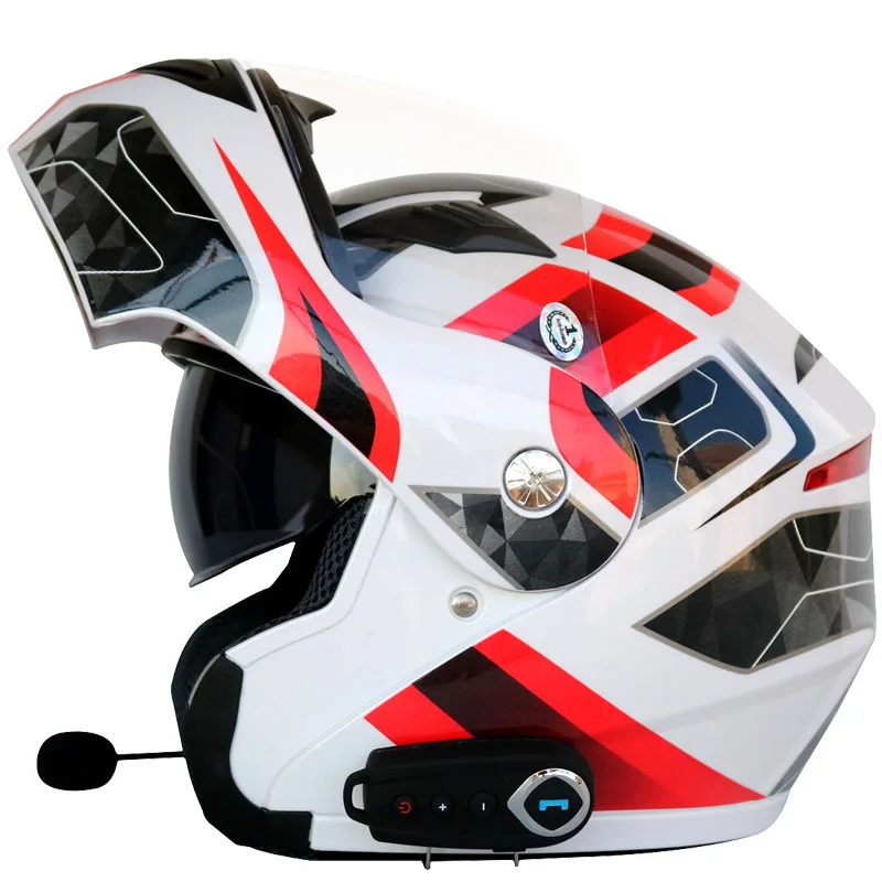 Анти-туман двойной объектив мотоциклетный Bluetooth шлем внедорожный электрический мотоциклетный шлем с Bluetooth шлем - Цвет: D