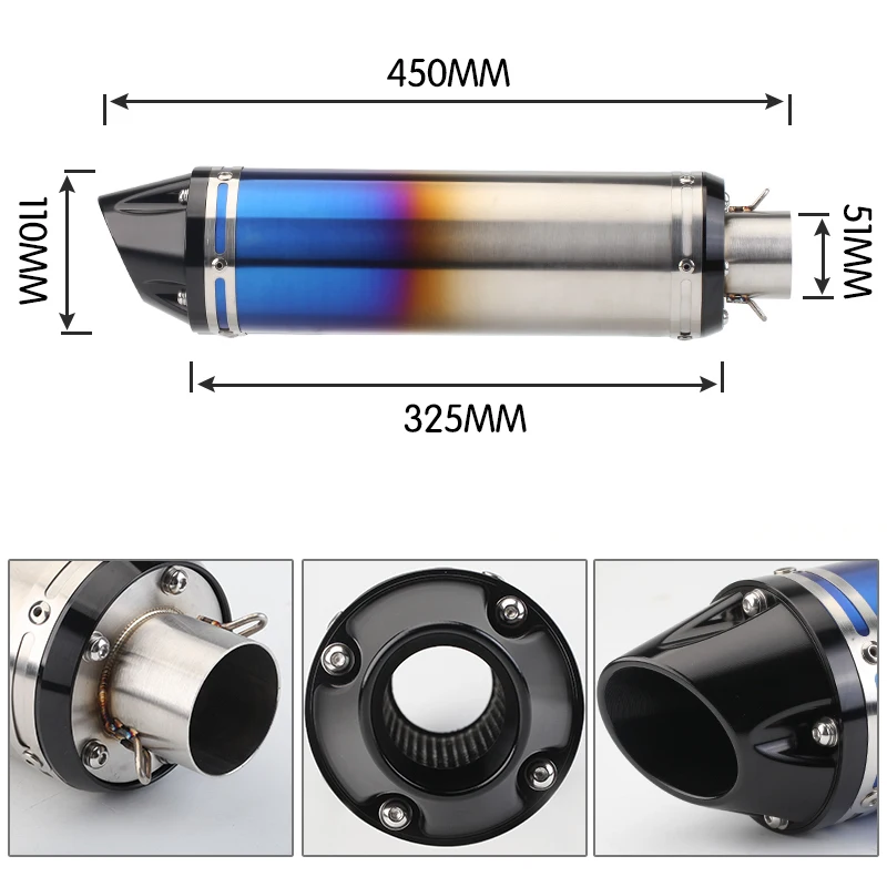 Модифицированный CNC круговой взрыв уличный выхлопной трубы 350/250R6 K6K8K9 Универсальный выхлопной трубы