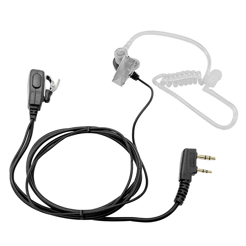 2-Pin Covert Acoustic Tube Walkie Talkie Earpiece, Two Way Radio Earpiece with a PTT Mic, Compatible with Walkie Talkie Headset
