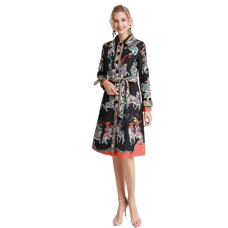 Женская одежда 2019 desfill de Moda Тренч casaco feminino винтажное платье с длинными рукавами и