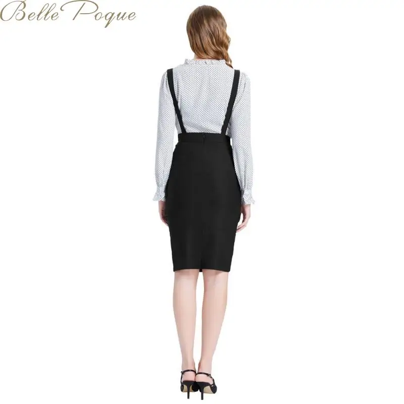 Belle Poque, женские осенние юбки на лямках, юбка на подтяжках, повседневная юбка-карандаш с высокой талией, элегантная офисная юбка миди для женщин