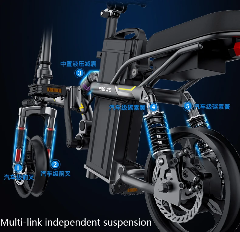 14inch Mini electric bike 350W Powerful folding scooter Mountain electric bicycle 48V32A LG Lithium Battery city e bike two seat