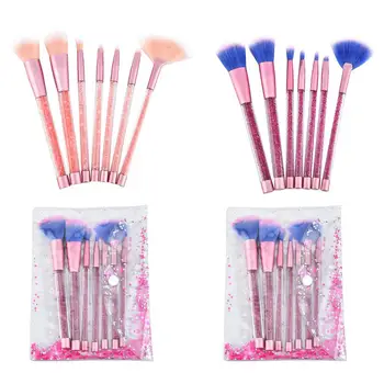 

7pcs Long Lasting Natural Quicksand Glitter Crystal Makeup Brush Set Diamond Highlighter Brushes Concealer Make Up Brush Kit