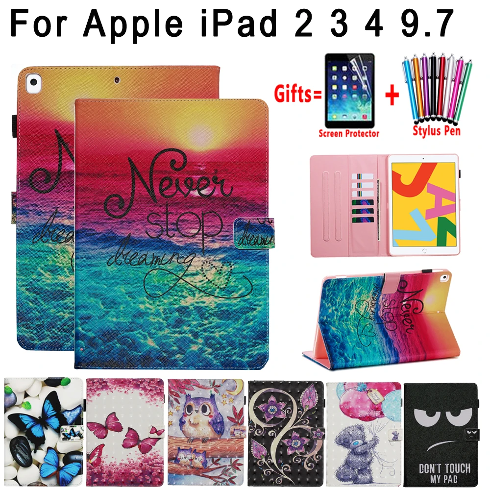 Умный чехол для iPad 2 3 4 ipad 9 7 Модный мягкий ударопрочный с подставкой и откидной
