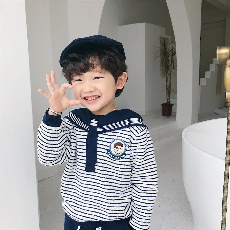 Tonytaobaby/Новинка; зимний детский костюм для мальчиков и девочек с милым рисунком в морском стиле; костюм для мальчиков и девочек