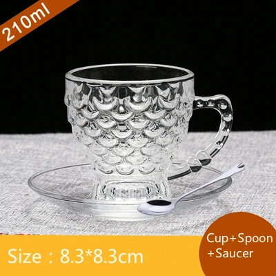 Cup C Европейский прозрачный кофейный комплект из чашки и блюдца бытовой ароматизированный чай чашка Термостойкое Стекло эспрессо капучино латте воды молока - Цвет: Cup C