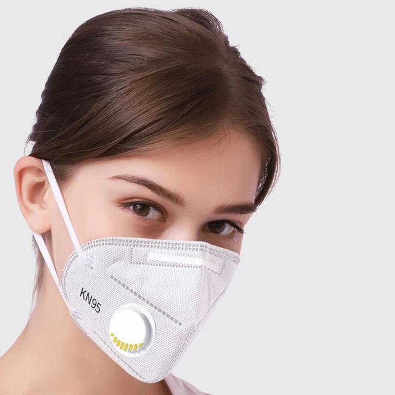 

KN95 Masks Respirator PM2.5 Protective Mouth Mask Anti Dust Non-woven Earloop/Headband Face Masks With Breathing Valve