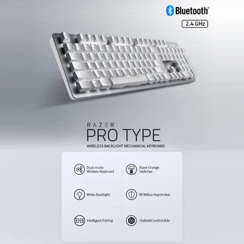 

Razer Pro Type Mechanical Keyboard Bluetooth+2.4GHz Dual-mode Wireless Keyboard with Razer Orange Mechanical Switches Silver
