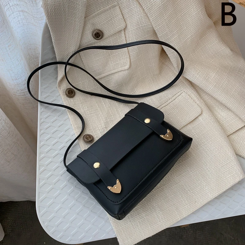 Ретро сумка-мессенджер, модная женская квадратная сумка из искусственной кожи, роскошные женские сумки, дизайнерская одноцветная сумка через плечо, женская сумка - Цвет: B