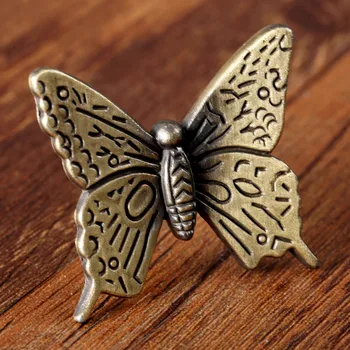 1set Butterfly Knob Antique Bronze Brass Furniture Handle Vintage Kitchen knobs Dresser Drawer Cabinet Pull Decorative 43mm83mm