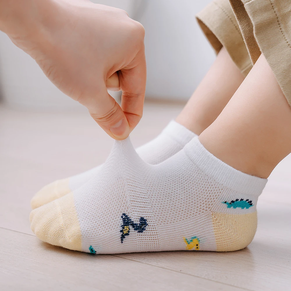 Cotton Socks Cartoon Socks Children Socks 5Pairs/lot Summer Spring Baby Socks Cotton Animal Socks Dinosaur Cute Kids Mesh Colorful