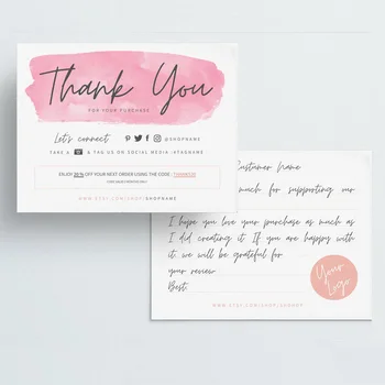 

Custom Thank You For Your Support Card, DIY Thanks Card, Thank You For Your Order Note, Card Code Coupon, Business Card Insert
