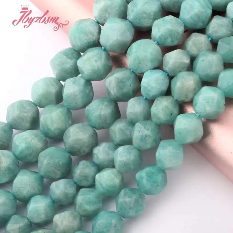 8mm 10mm Round Faceted Green Amazonite Natural Stone Spacer Beads for DIY Charm Accessories Necklace Bracelet Jewelry Making 15