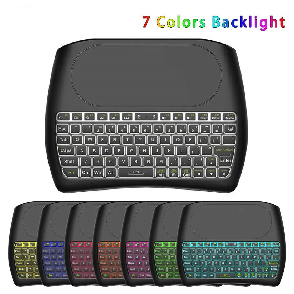 D8 Pro подсветка Английский 2 4 ГГц Беспроводная мини клавиатура Air mouse тачпад