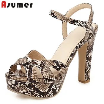 

ASUMER 2020 new fashion high heels platform sandals women peep toe snake buckle summer sandals ladies party wedding shoes woman
