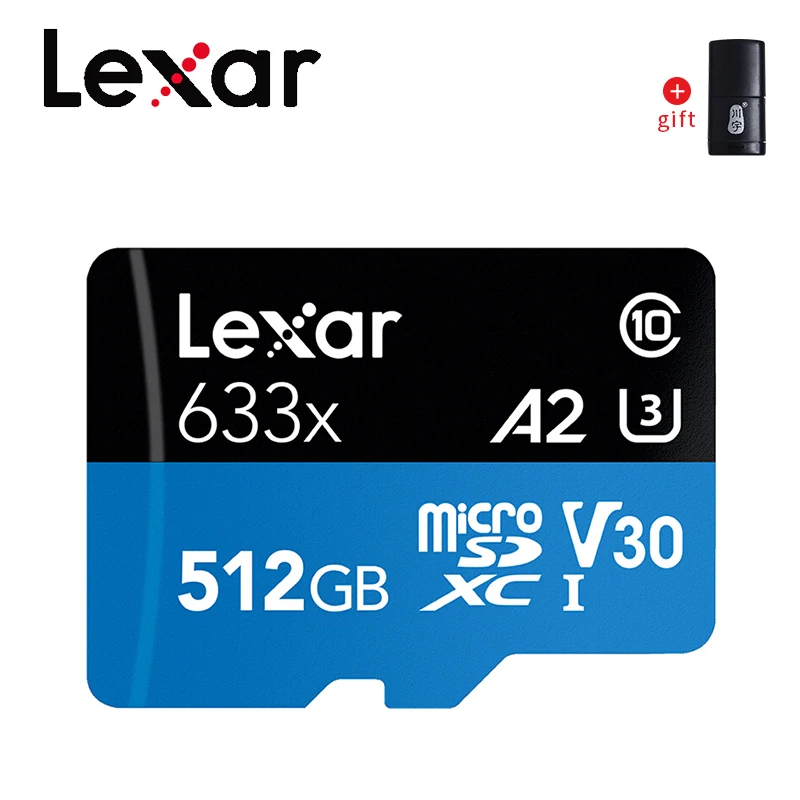 Оригинальная Micro SD карта Lexar, 128 ГБ, 64 ГБ, 32 ГБ, класс 10, высокоскоростная карта памяти 256 ГБ, 512 ГБ, tf-карта, R95Mb/s, флеш-карты sd-карта - Емкость: 512GB with Reader