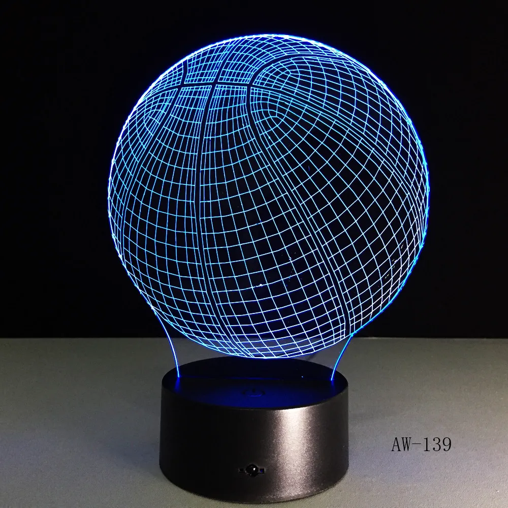 Basketball 3D LED Night Light Acrylic Colorful Gradient Atmosphere Lamp With USB Cable Bedroom Decoration Lamp Kids Birth AW-139