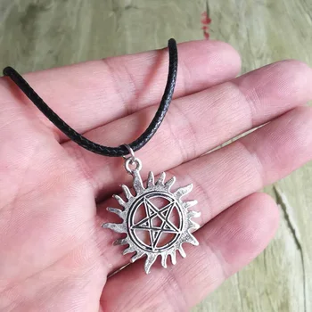 

Fashion Pentagram Charms Jewelry Accessories Black Rope Chain supernatural Necklaces Women Men Gift Vintage Pendant Necklace