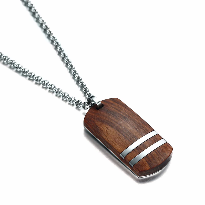 Vnox Vintage Rosewood Men Pendant Necklace Real Wood Wooden Stainless Steel Cross Office Jewelry drop shipping - Image 4