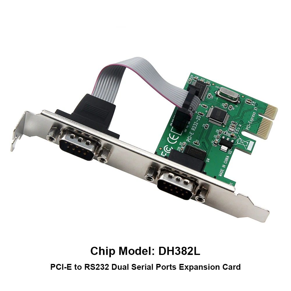 PCI-E к RS232 двойной последовательный порт Интерфейс Плата расширения COM адаптер для