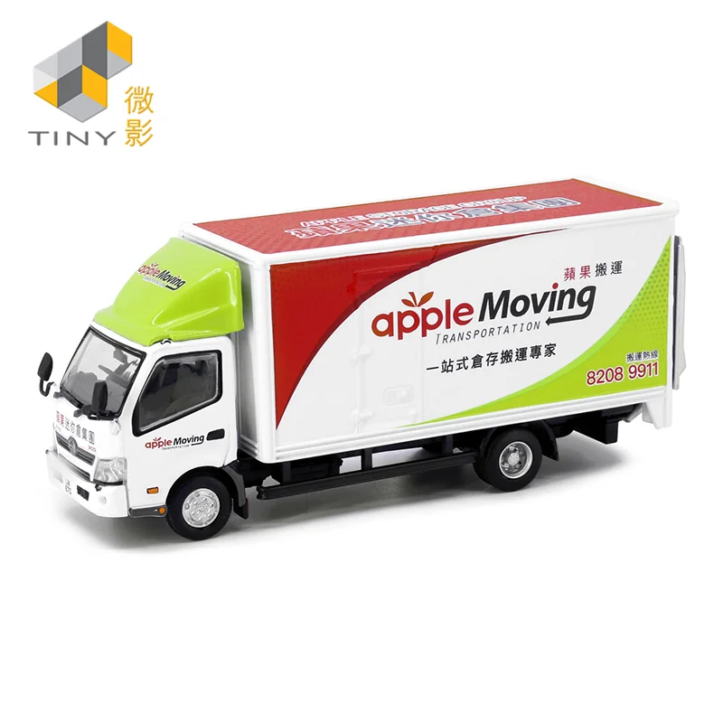 

Tiny 1:64 Hi-no 300 Box Lorry Apple Moving Transportation Alloy Simulation Model Car