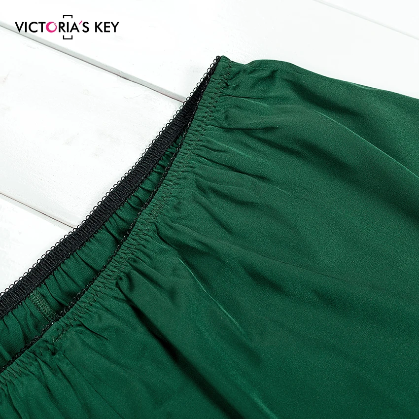 VICTORIA'S KEY, сексуальный зеленый топ с v-образным вырезом, атласные шорты, Осень-зима, Женская домашняя одежда, Элегантный женский пижамный комплект, пижама из шелка